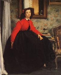James Tissot Portrait of Mlle.L.L(or Young Girl in Red Jacket) oil painting picture